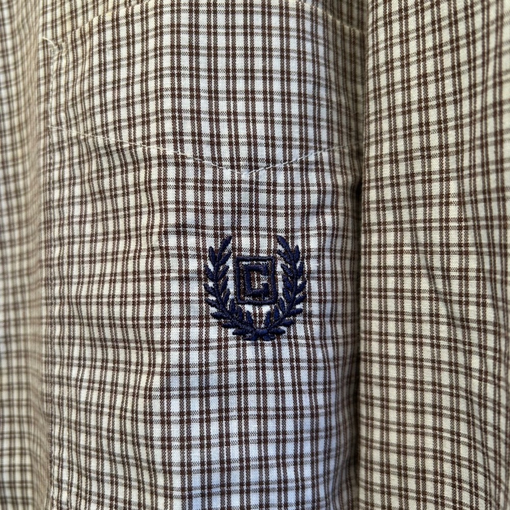 Chaps XXL Brown Plaid Button‎ Down Shirt Long Sleeve Easy Care - Picture 3 of 4
